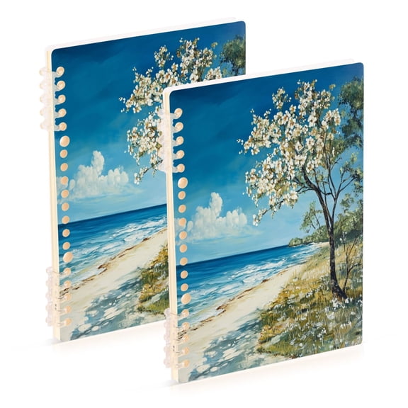 Notebook 8.3x5.7x0.4 Inch One Sizex2 Journey Note Diary Hardcover Notebook 60 Pages,80g Paper Writing Smooth and Not Easy to Break Picturesque Sea