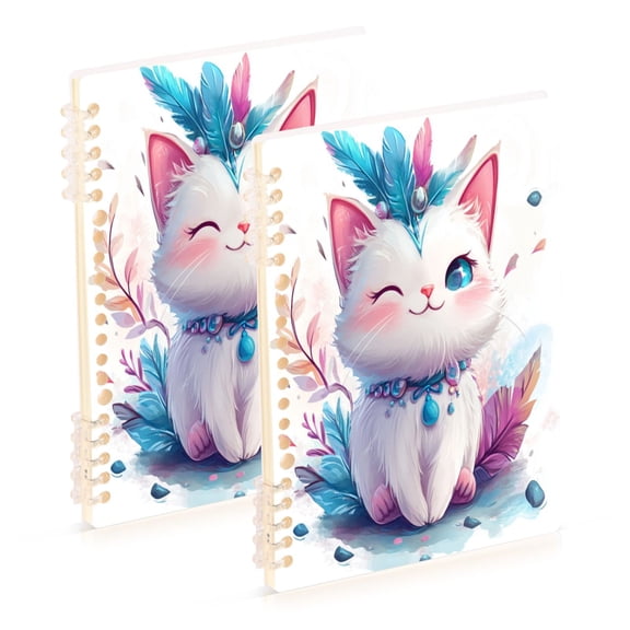 Notebook 8.3x5.7x0.4 Inch One Sizex2 Journey Note Diary Hardcover Notebook 60 Pages,80g Paper Writing Smooth and Not Easy to Break Playful Cat
