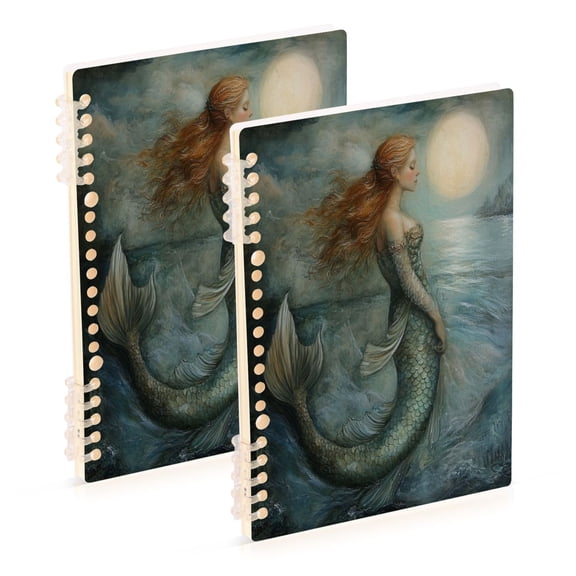 Notebook 8.3x5.7x0.4 Inch One Sizex2 Journey Note Diary Hardcover Notebook 60 Pages,80g Paper Writing Smooth and Not Easy to Break Sunset Mermaid