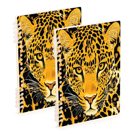 Notebook 8.3x5.7x0.4 Inch One Sizex2 Journey Note Diary Hardcover Notebook 60 Pages,80g Paper Writing Smooth and Not Easy to Break The Golden Panther