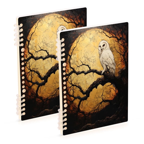 Notebook 8.3x5.7x0.4 Inch One Sizex2 Journey Note Diary Hardcover Notebook 60 Pages,80g Paper Writing Smooth and Not Easy to Break Tree Owl