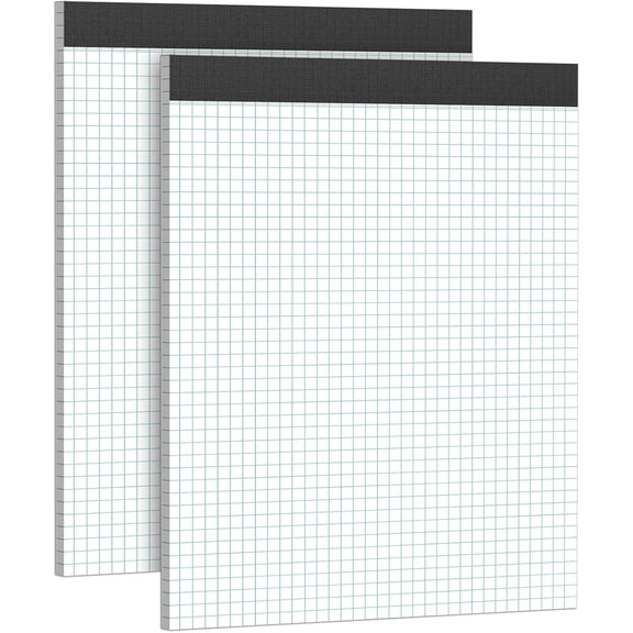Graph Paper Notebook 8.5 x 11 Grid Paper Pad Quad Ruled, 2 Pack, 30 Sheets per Pad, White, 4x4 (4 Squares per inch), Easy-Tear Perforations, 8.5"x11" Quad Ruled Grid Paper Pad