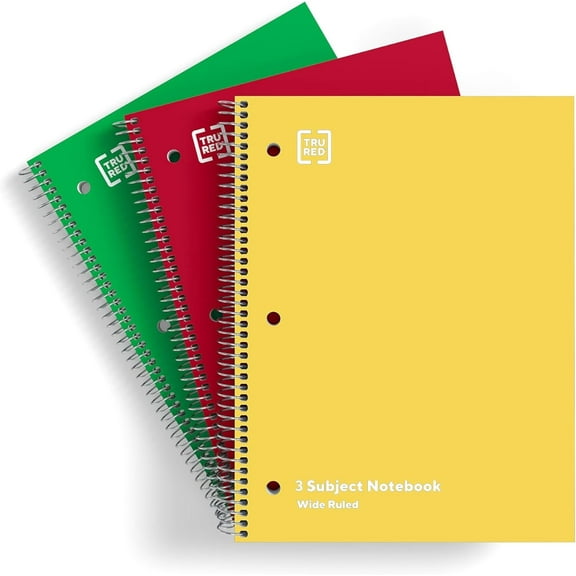 Notebook 8 X 10.5-Inch Wide Ruled, 120 , Assorted Colors, 3/Pack (TR11669)
