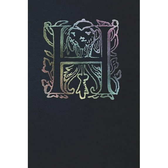Notebook: Art Nouveau Initial H - Multi Color on Black - Lined Diary / Journal