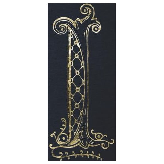 Notebook: Art Nouveau Initial I - Gold on Black - Lined Diary / Journal
