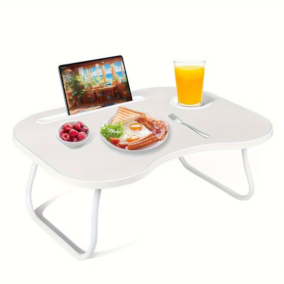 Notebook Bed Tray, Laptop Dining and Breakfast Tray with Legs for Adults, Lap Desk Stand, TV Tray with Cup Holder & Drawer