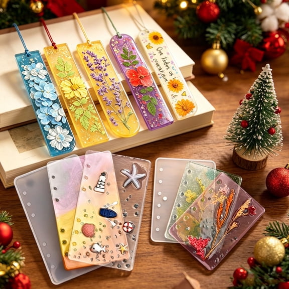 Notebook & Bookmark Silicone Resin Molds Kit, 3Pcs Bookmark Molds with 20Pcs Tassels for Epoxy Resin Casting, Notebook Resin Casting Molds Kit, A5 A6 A7 Notebook Cover Resin Mold, DIY Bookmarks
