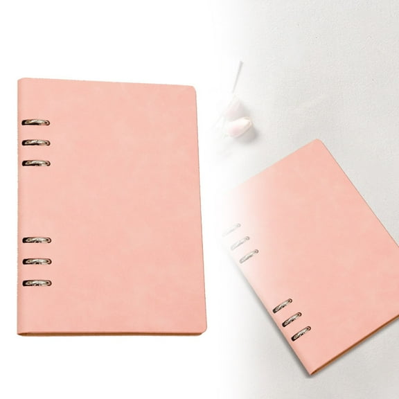 Notebook Business Student Hollow Leather Metal Hardcover Refillable 6 Ring Diary Personal Planning Notebook (Blue Black Red A5)