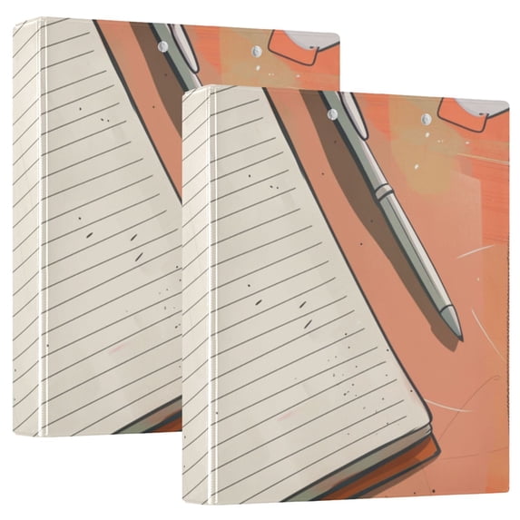 Notebook Coffee 3 Ring Binders 1.5 inch Hardcover File Folders with Interior Pockets A4 Size Organizer for School Office Hospital Set of 2