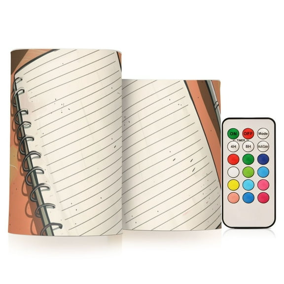 Notebook Coffee Flameless CandlesLED Lights Battery Operated Candles with Remote and Timers Flicker Lights Votive Set of 2