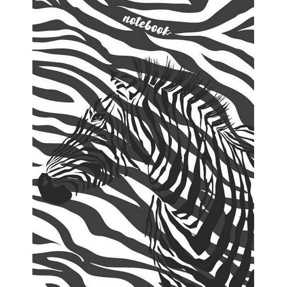 Notebook: Collage Ruled Composition Notebook, Zebra With Black And White Strips Background (Paperback)