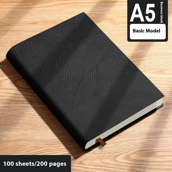 Notebook College Ruled - B5 Lined Journal, 200 Pages 80GSM Thick Paper, Softcover Leather Diary for Women Men Work, School, Writing -black