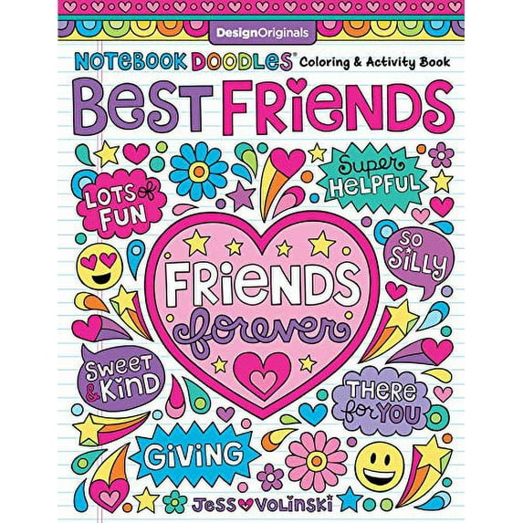 Pre-Owned Notebook Doodles Best Friends: Coloring & Activity Book (Design Originals) 32 Friendship-Themed Designs of Adorable Animals; Beginner-Friendly Empowering Art Paperback