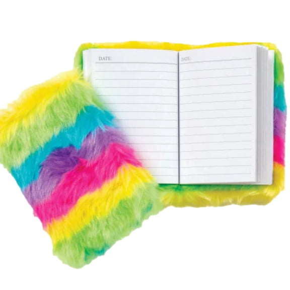 Notebook Furry  Soft Rainbow Plush Cover Memo 2 Pack 4.5 x 5
