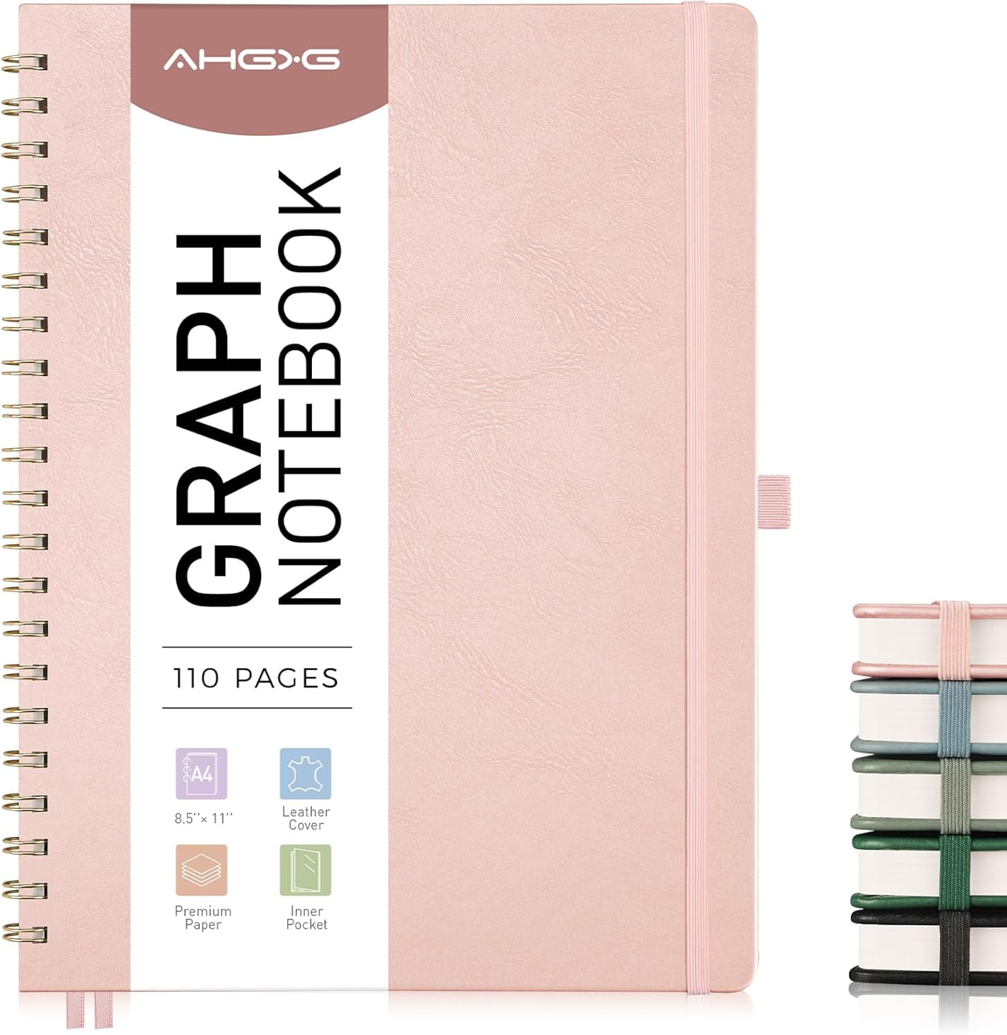 Notebook - Grid Notebook Spiral Notebook 8.5