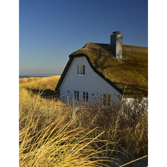 Notebook : House Thatched Cottage Dune Coast View 8.5" x 11" 150 Ruled Pages (Paperback)