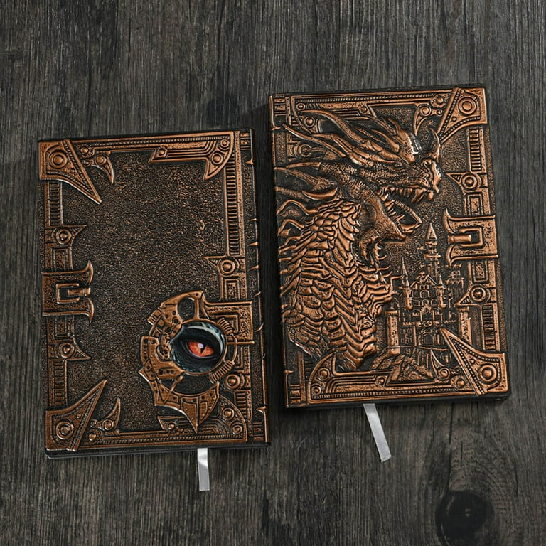 Notebook / Journal, Unique 200 Page Book with 3D Silver Dragon