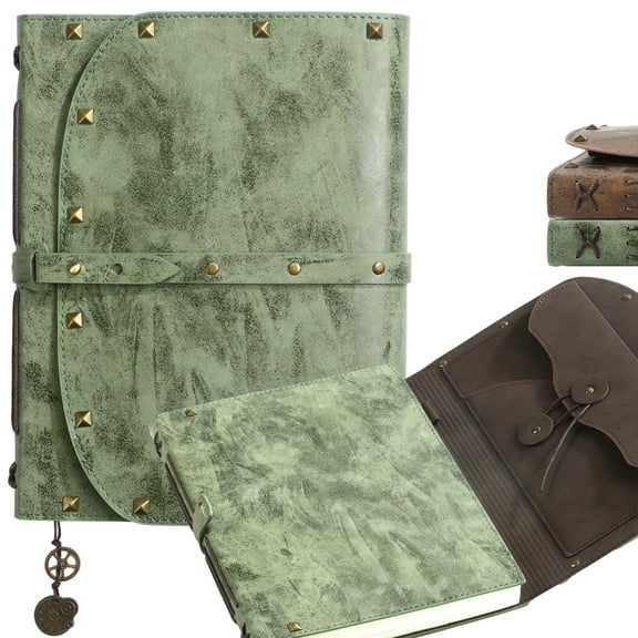 Notebook/Journal for Women Men 288 Pages A5 Hardcover Leather Journals for Writing,Travel,Business,Work & School,College Ruled Notebooks for Note Taking, Diary Notepad 7.3"×9.3" Green color