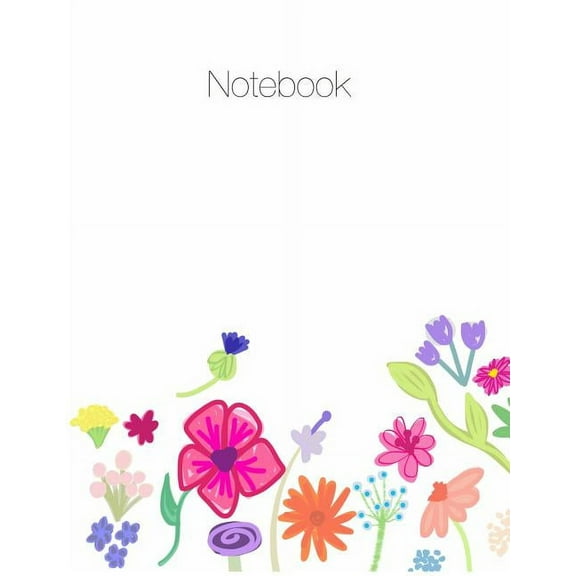 Notebook, Large, 8.5 X 11, Ruled + Grid Notes, Floral Cover Theme (Paperback)