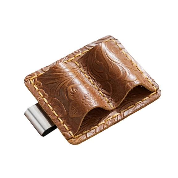 Notebook Leather Pen Clip Holder Leather Pencil Holder with Pocket Clip Double Slot Pen Clip Holder for Journal Planner