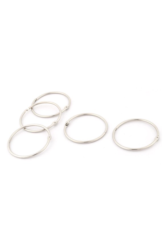 Notebook Metal Binder Hinge Snap Loose Leaf Ring 73mm Inner Dia 5pcs
