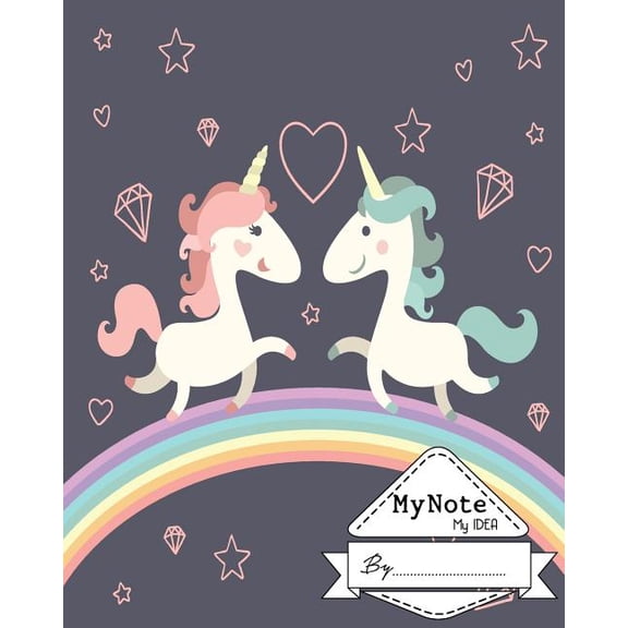 Notebook: My Note My Idea,8 x 10, 110 pages: Couple Unicorn: (School Notebooks) (Paperback)