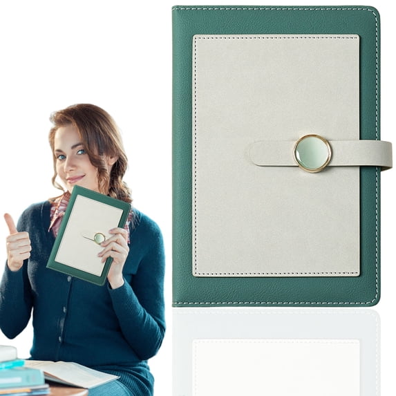 Notebook - PU Leather A5 Journal with Button Closure, Lined Pages for Work School and Home
