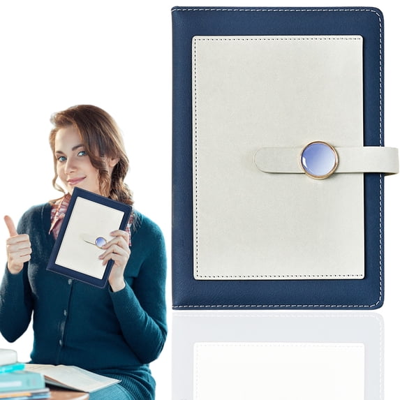 Notebook - PU Leather A5 Journal with Button Closure, Lined Pages for Work School and Home