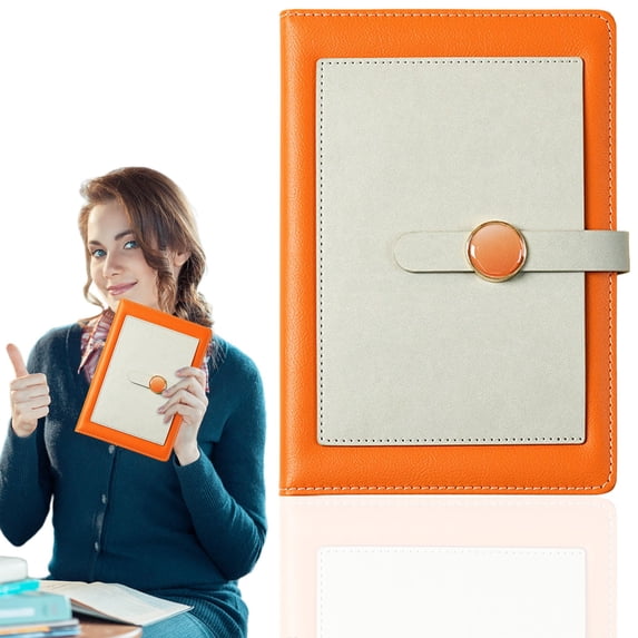 Notebook - PU Leather A5 Journal with Button Closure, Lined Pages for Work School and Home