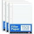 thumbnail image 1 of Notebook Paper, Loose Leaf Paper, College Ruled Paper, 10.5 x 8, Filler Paper, High Quality 56 gsm, 150 Sheets Per Pack, 450 Sheets 3 Pack, 1 of 6