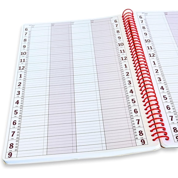 Notebook Planner, 4 Column Appointment Book – Large 8.5" x 13.5" Undated 2025 Planner, Daily & Hourly Planner in 15 Minute Increments – Spiral Notebook Organizer for Scheduling Appointments (4 Co