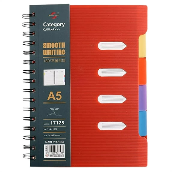 Notebook for Recording, Qyaukm 4 Subject Notebook Large Notebook with Dividers Notebooks for Work Multi Subject Notebook with 5 Tabs Organizer Notebooks for Note Taking Classroom