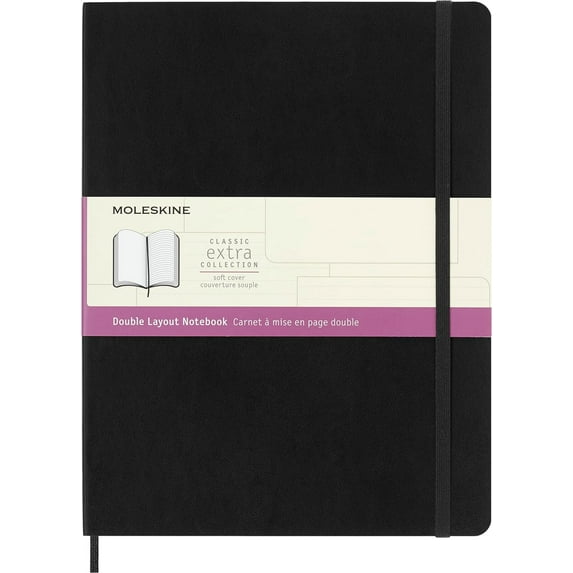 Notebook, Ruled-Plain, Black, Extra Large, Soft Cover (7.5 x 10)