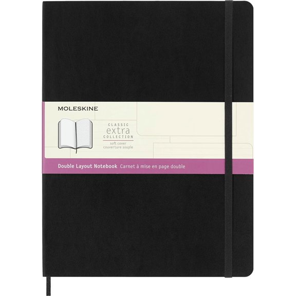 Notebook, Ruled-Plain, Black, Extra Large, Soft Cover (7.5 x 10)