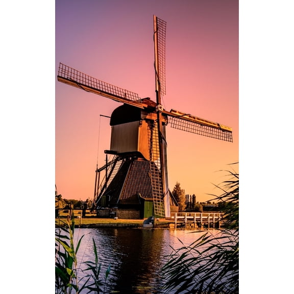 Notebook : mill Netherlands Holland landscape water windmill (Paperback)