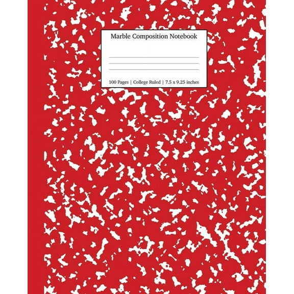 Notebooks College Ruled Marble Composition Notebook College Ruled: Red Marble Notebooks, School Supplies, Notebooks for School, Book 5, (Paperback)