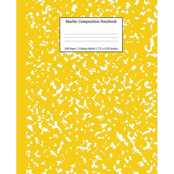 Notebooks College Ruled Marble Composition Notebook College Ruled: Yellow Marble Notebooks, School Supplies, Notebooks for School, Book 7, (Paperback)