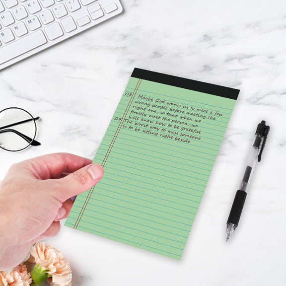 Notebooks, Czzoypi Premium A4 Paper Notebook with Lines, 4-Pack Tearable Memo Notepads in Multiple Colors, Green