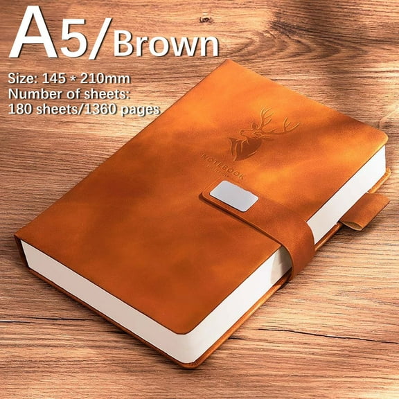 Notebooks for Work, Hwkond Business Notebook Thick A5 Leather Journal Deluxe Office Notepad Notebook Meeting Notes Book Large-sized Work Diary Clearance Under $5