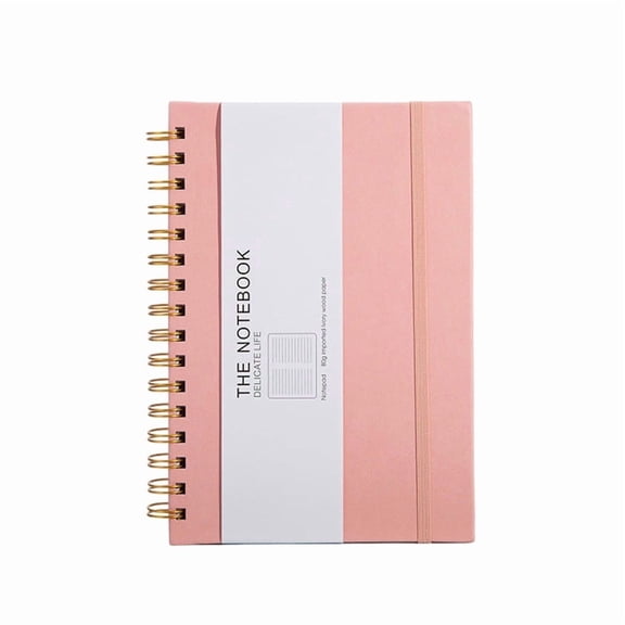 Notebooks for Work Leather Notebook A5 Journaling Notebooks Spiral Bound Black PU Cover, Pink
