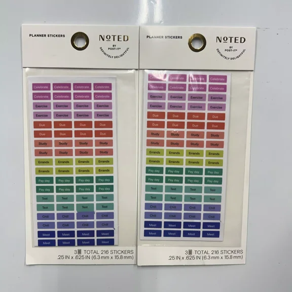 Noted By Post It Planner Stickers 216 Total 3 Sheets Planner Stickers 2 Pack