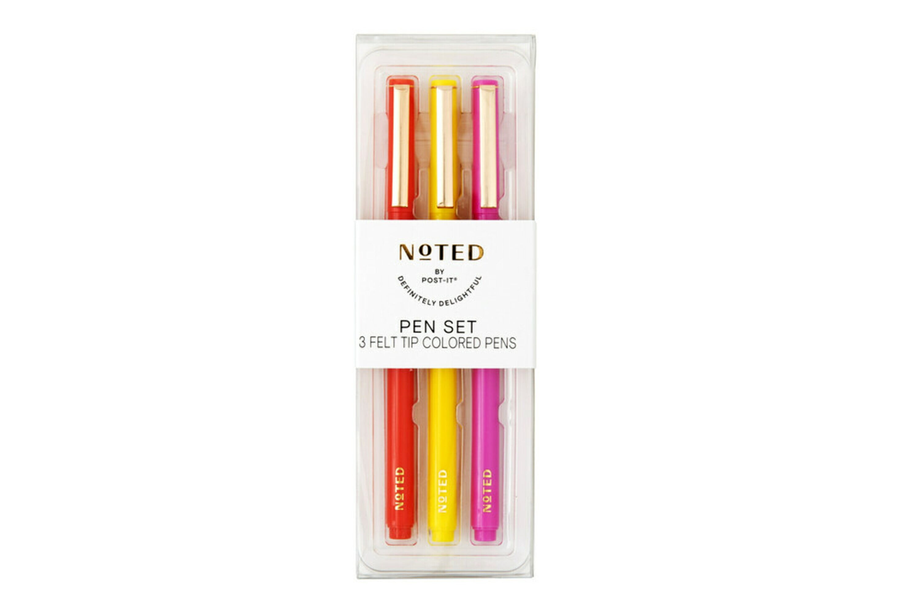 Noted by Post-it Pen Set, Pastel, Orange, Yellow, Pink, Felt tip, 3 Pens