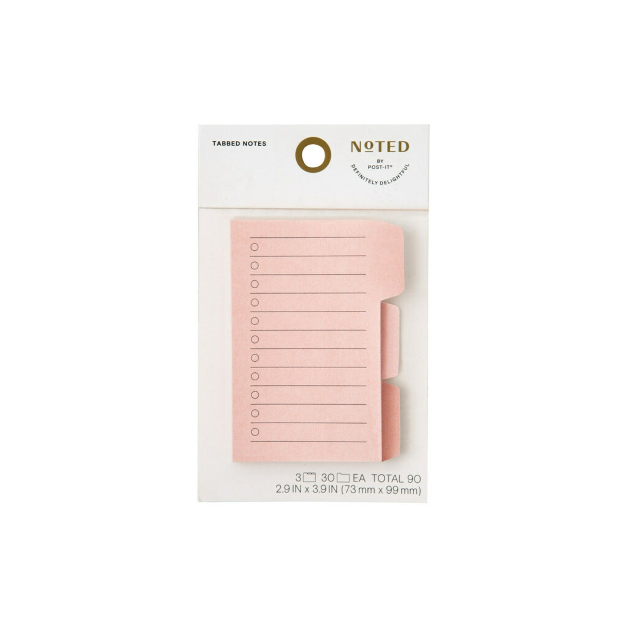 Noted by Post-it, Pink Tab Notes, 3 in. x 4 in., 3 Pads, 90 Sheets ...