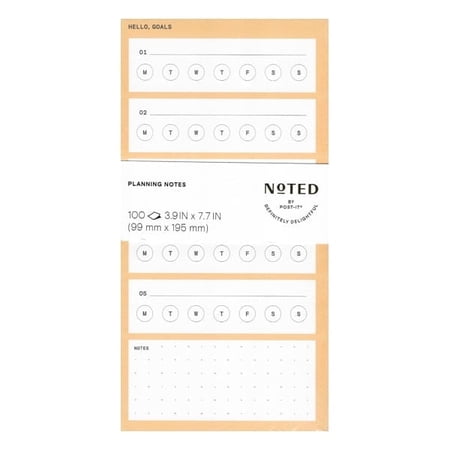 Noted by Post-it Self-Care Daily Goals Planning Notes Note Pad - Orange (100 Sheets) Set Daily, Weekly Goals