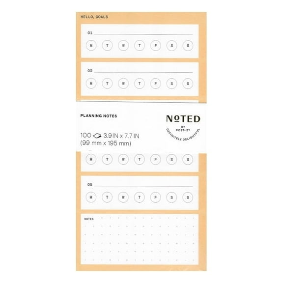 Noted by Post-it Self-Care Daily Goals Planning Notes Note Pad - Orange (100 Sheets) Set Daily, Weekly Goals