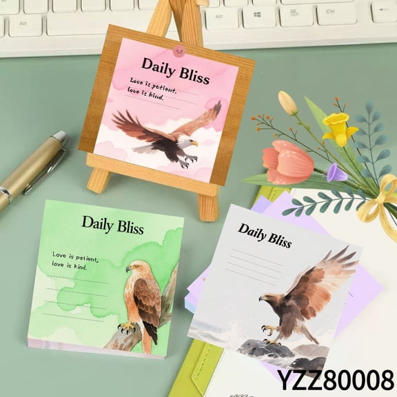 Notepads for Eagle Art Mini Note Cards (3.543.54 inches),100-pack with105 Various Emoticon Stickers,Writing Notepads for Office&Planning,Eagle - Themed Notepads for Letters & Plans