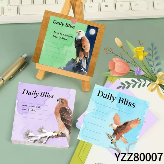 Notepads for Eagle Designs Notes Mini Note Cards (3.543.54 Inches),100-Pack with105 Various Emoticon Stickers,Writing Notepads for Office&Planning,Eagle - Themed Notepads for Letters & Plans