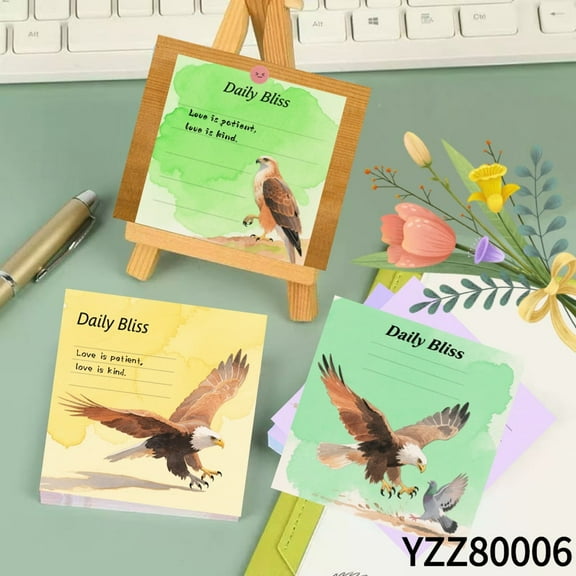Notepads for Memorable Notes Mini Note Cards (3.543.54 Inches),100-Pack with105 Various Emoticon Stickers,Writing Notepads for Office&Planning,Eagle - Themed Notepads for Letters & Plans