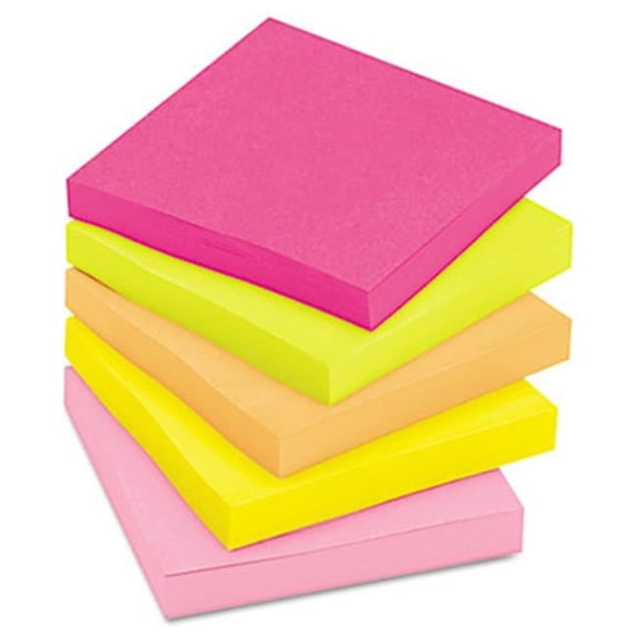 Notes 3 x 3- Five Neon Colors- 5 100 Sheet Pads/Pack