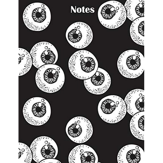 Pre-Owned Notes: Black College Ruled Notebook with Eyeballs|110 pages| 8.5 x 11| Perfect for Notes, Lists, Journaling or gift for science or medical student Paperback